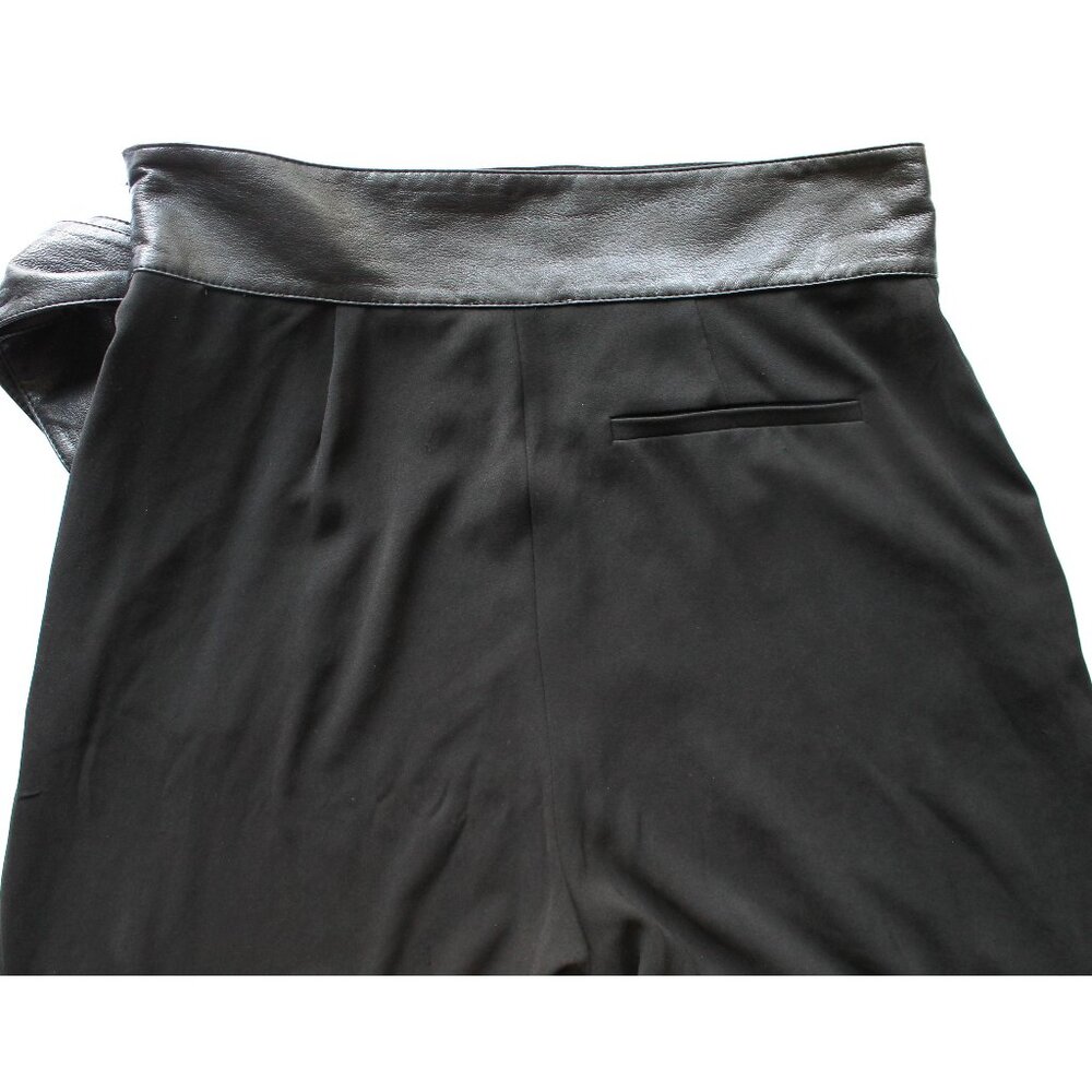 Nanushka Cecilia Wide-Leg Pants 27" / Large / Black Vegan Leather Belted Work - Picture 7 of 10